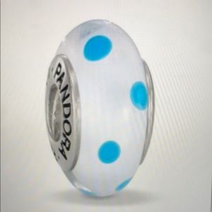 White with Blue polka dot Pandora charm